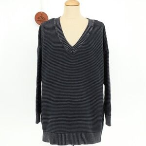 Torrid Pullover Drop Shoulder V-Neck Sweater Washed Black Ribbed Size 2X Cotton